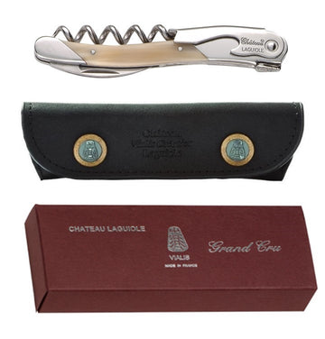 Corkscrew - Laguiole Natural Horn Handle with leather pouch