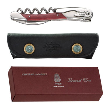 Corkscrew - Laguiole Red Wood Stamina with leather pouch